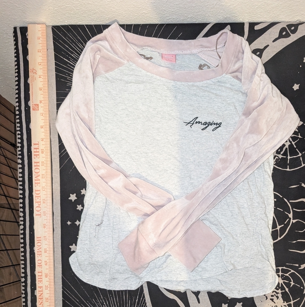 Jenni Pink and Gray Long Sleeve Top